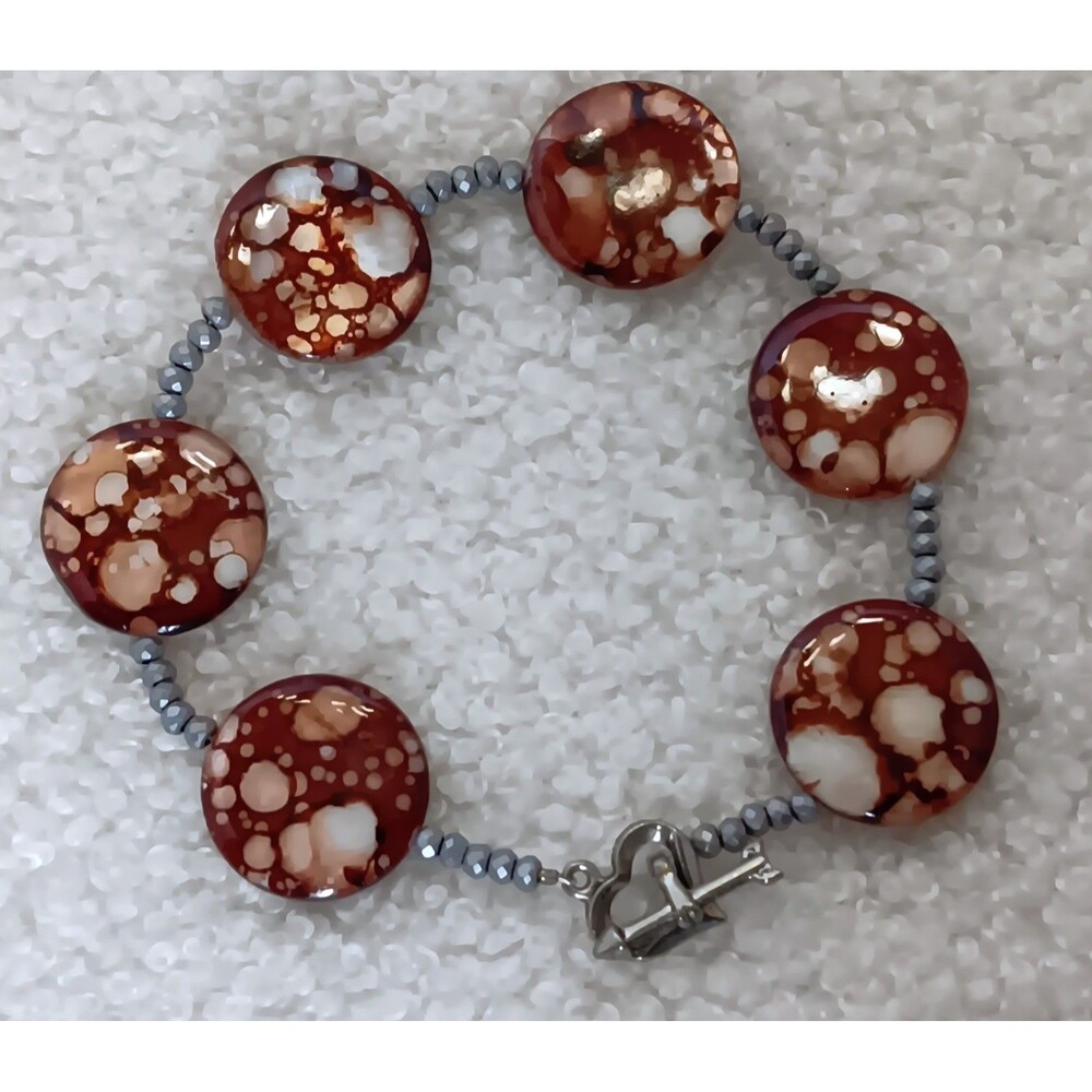 Artisan Desert Sands Mother-of-Pearl Bracelet 8.25 in Heart & Arrow Toggle Clasp